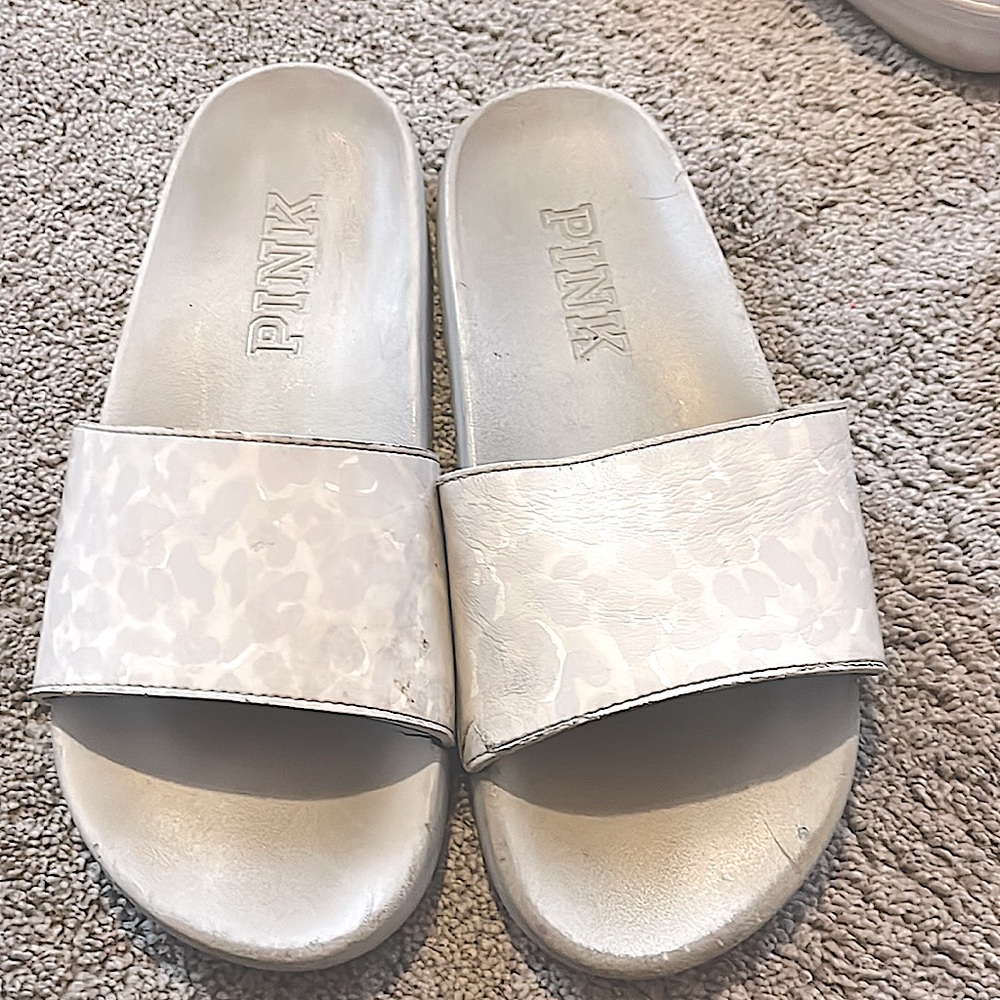 Pink camo grey slides